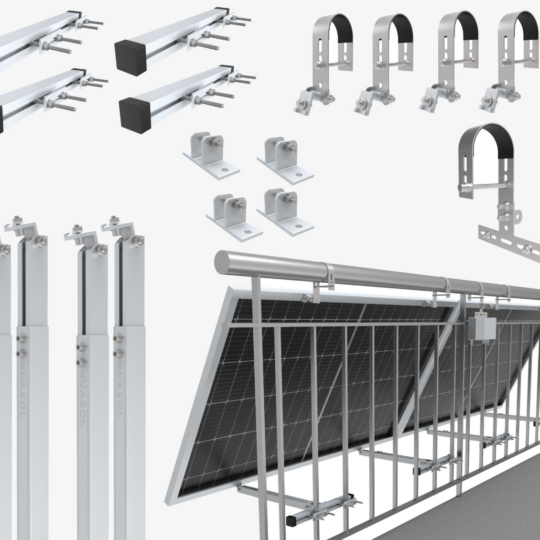 NuaSol Balkongeländer-Halterung rund für 2 Solarmodule